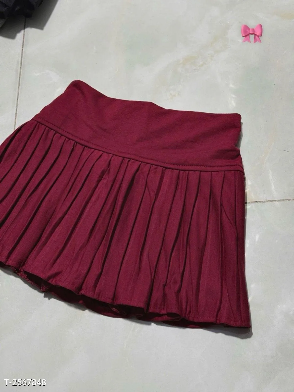 Chân Váy Xếp Ly Da Cá Màu Đỏ - Ảnh chi tiết 3